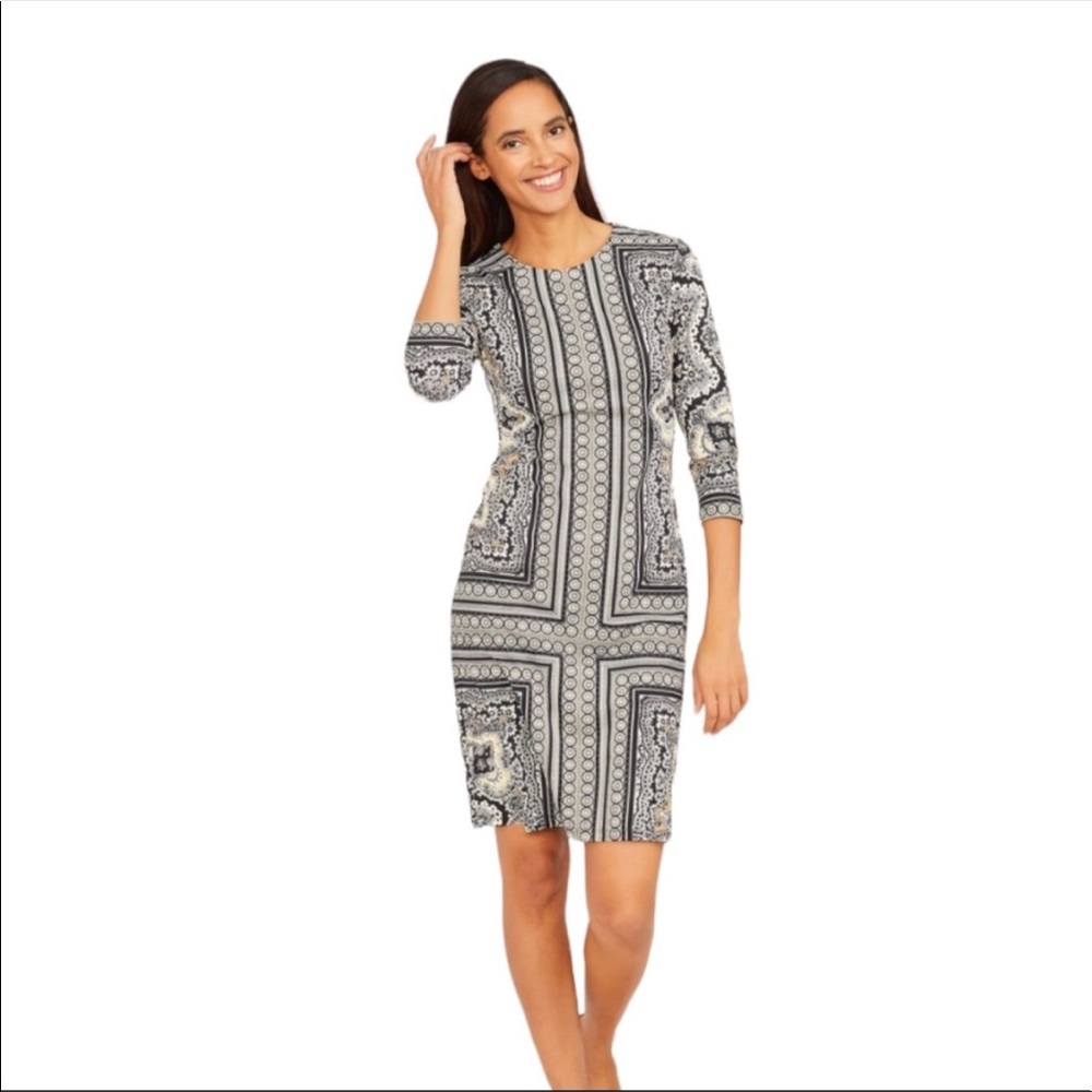 J. McLaughlin Catalina Sophia 3/4 sleeve Sheath Dress Bursa Paisley Print S